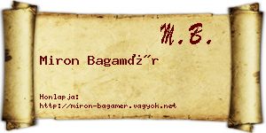 Miron Bagamér névjegykártya